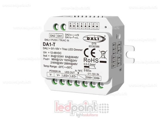 Picture of DALI-2 0/1-10V and Triac dimmer, 1 channel, 8A, 12-48V DC, constant voltage