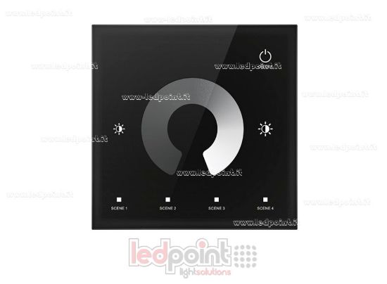 Picture of Monochrome Black Wall-Mounted Touch Controller and Remote Control, 4CH*3A, 12-24VDC, 2.4 GHz RF