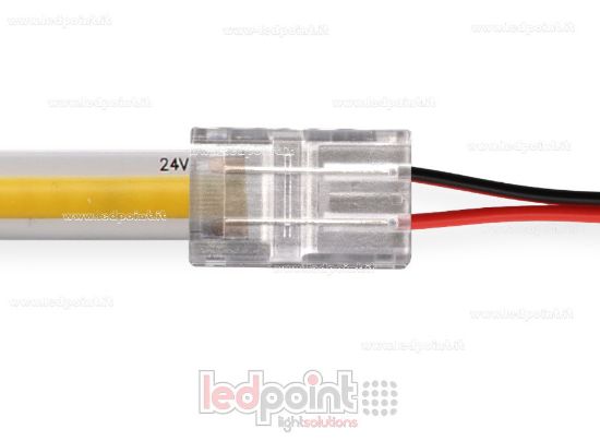 Bild von Verbinder für 10mm PCB LED- und COB-Streifen, 2 Pins und cabel, transparente reduzierte Version